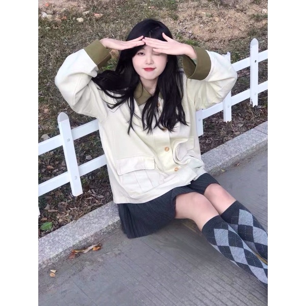 Áo khoác ngoài cổ sơ mi phong cách Vintage