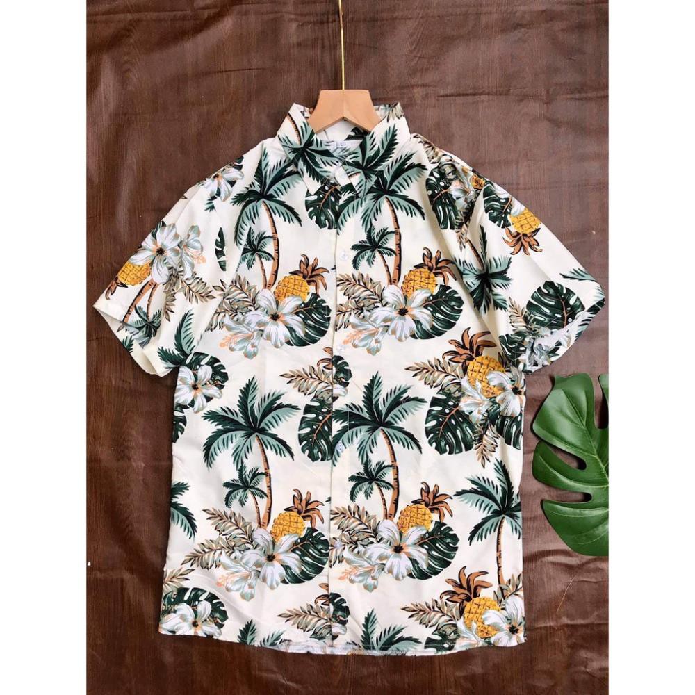 [GIÁ RẺ HÔM NAY] Áo sơ mi hoa quả màu trắng, áo hoạ tiết hoa lá hawaii nam nữ nhóm lớp đi biển, đi chơi (đủ size)  ༷ ྇