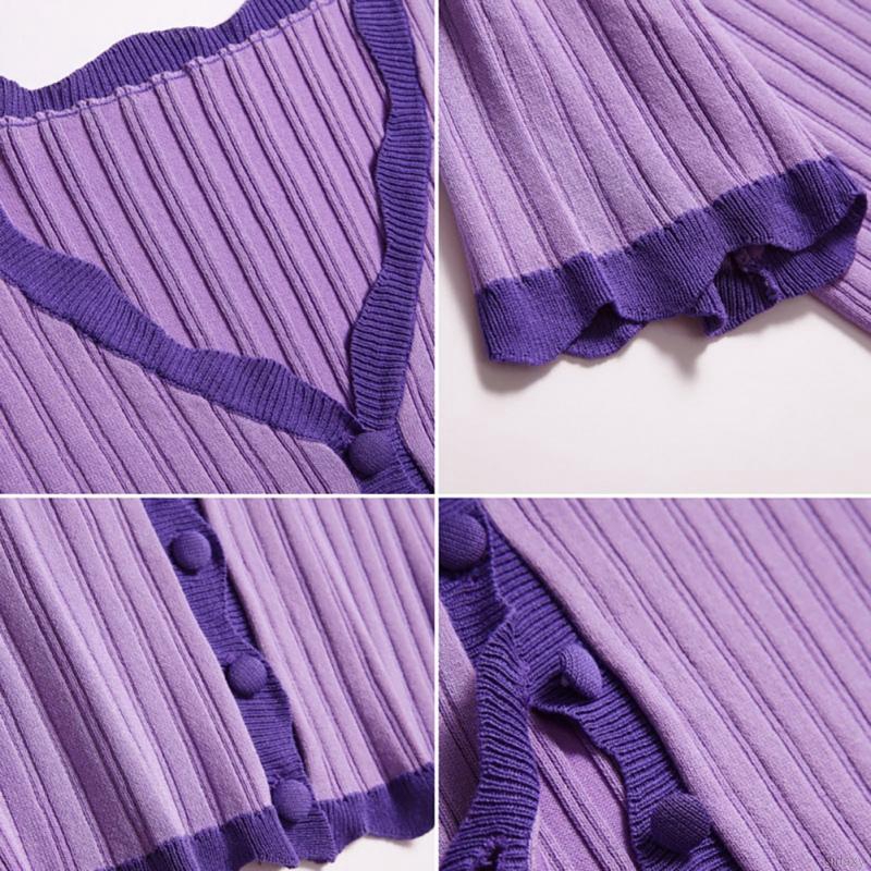 Áo Cardigan Dệt Kim Tay Ngắn Cổ Chữ V Dáng Rộng Phong Cách Hàn Quốc