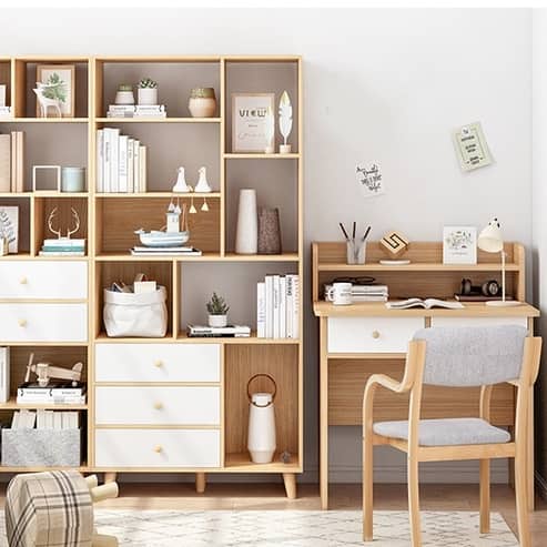 Bàn học, bàn làm việc máy tính có kệ sách và 2 ngăn kéo để đồ chính hãng IGA- GP178.31/ GP179.03