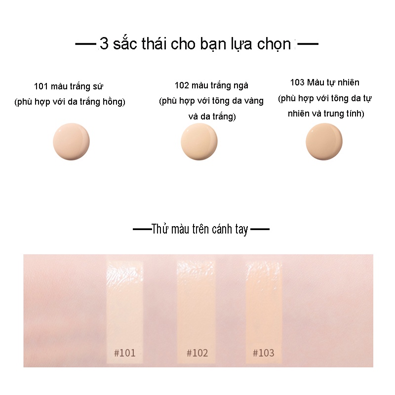 Unny club Kem Nền Dạng Lỏng Che Khuyết Điểm Kiểm Soát Dầu Dưỡng Ẩm Lâu Trôi Không Để Lại Vết