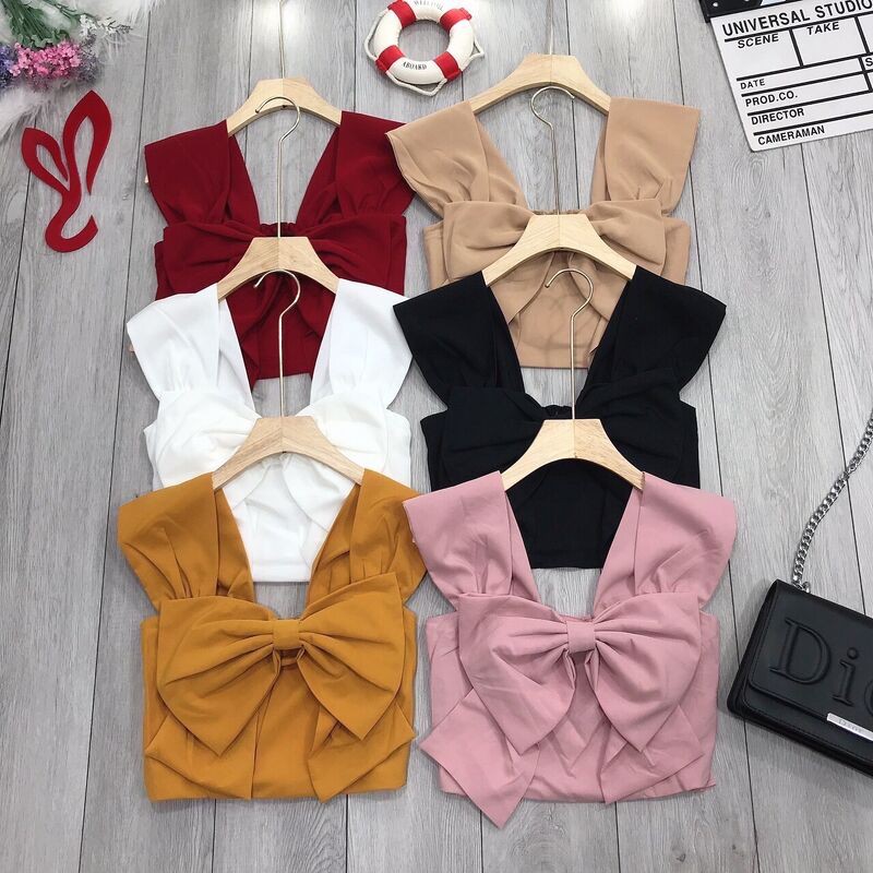 Áo 2 dây nữ bản to kèm nơ ngực