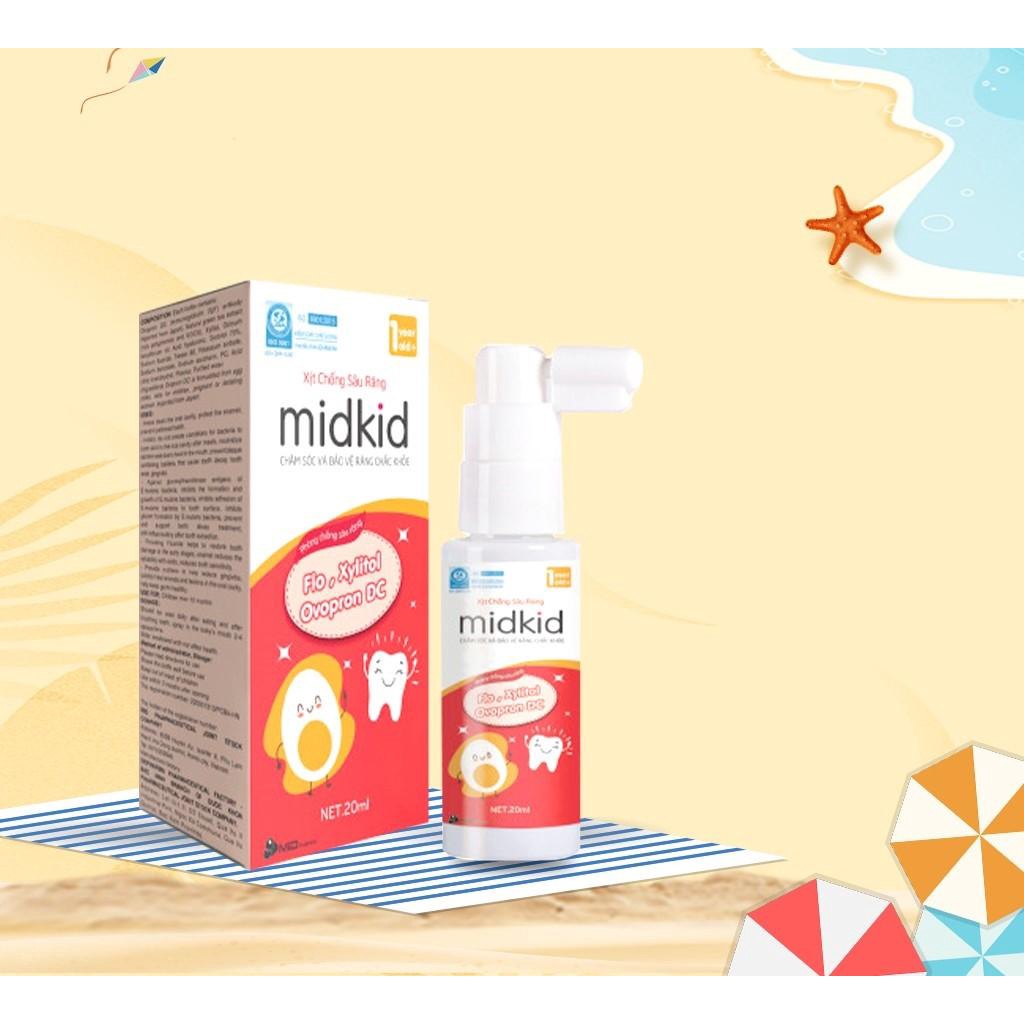 Xịt Chống Sâu Răng Midkid Hương Táo Cho Bé Từ 1 Tuổi Giúp Làm Sạch Và Bảo Vệ Men Răng, Giảm Mảng Bám, Ố Vàng - 20ml