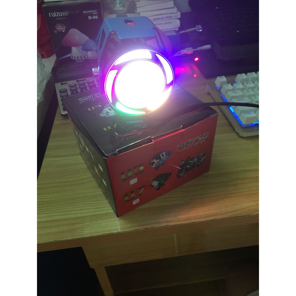 Đèn pha led trợ sáng U7 cho xe máy GreenNetworks ( 7 màu)