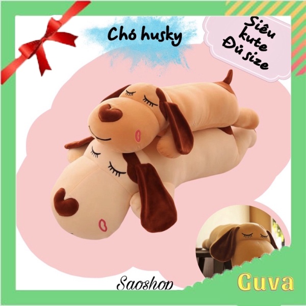 ` Gối ôm Gấu bông chó Husky chất liệu bông cao cấp đủ size 70cm, 90cm, 1m15cm VG652