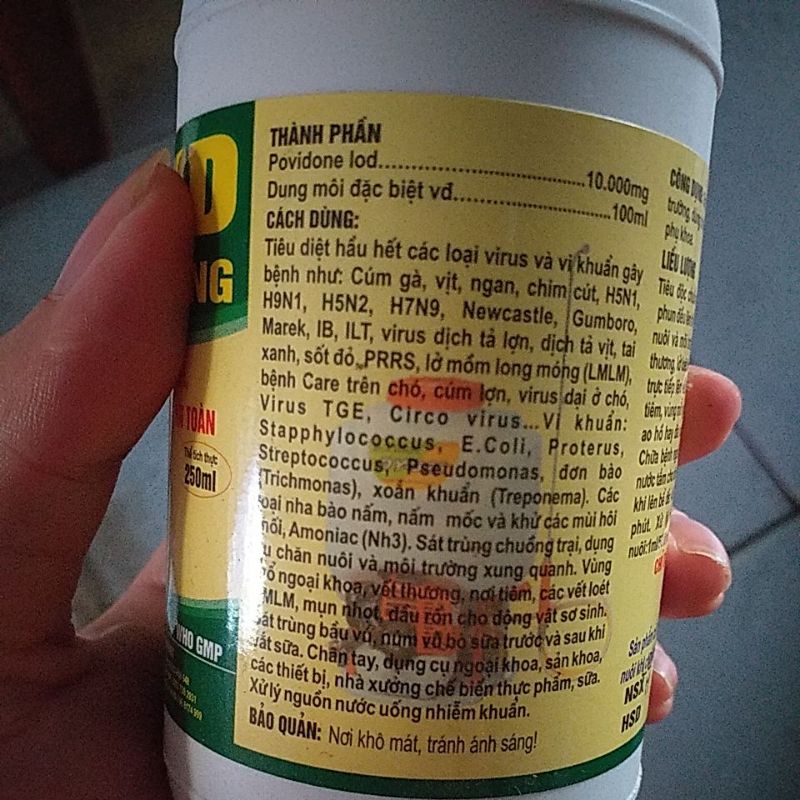 iod sát trùng dạng phun,povid an toàn diệt virus vi khuẩn, nấm mốc, thú y, chó mèo, gà đá, chim, lợn, for pet, thú cưng