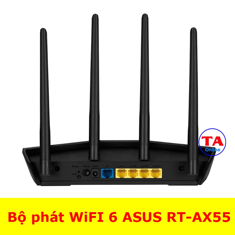 Router Wifi ASUS RT-AX55 - AX55, Băng tầng kép, Chuẩn AX1800, Chíp xử lý quad-core1,5Ghz