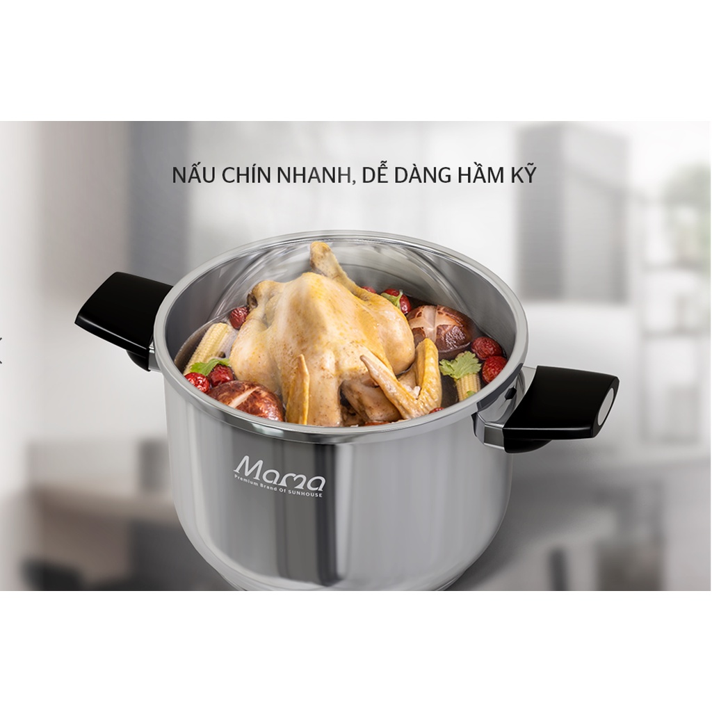 Nồi áp suất Inox 304 đáy từ Sunhouse Mama SHG9906M - Hàng chính hãng