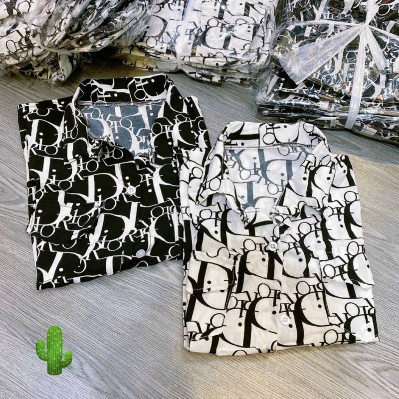 ÁO SƠ MI DIOR TAY NGẮN HỌA TIẾT