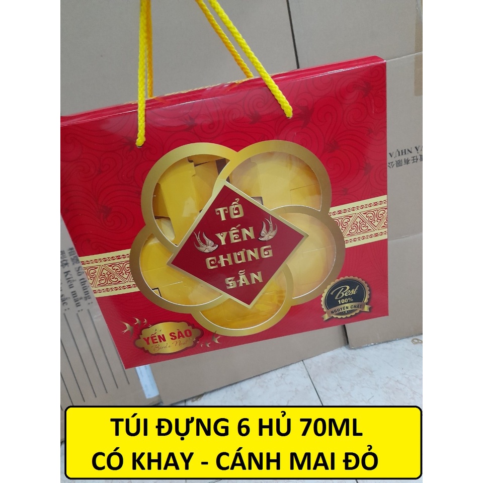 Túi giấy đựng 6 hũ yến 70ml (có khay và quai xách)