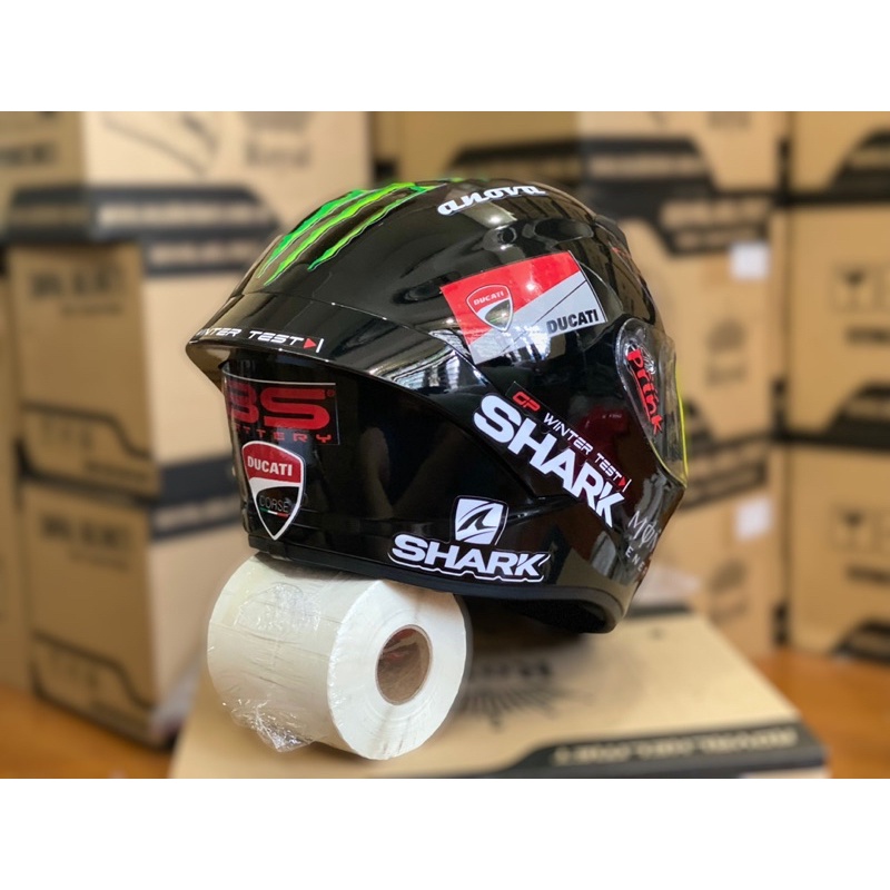 Mũ Bảo Hiểm Fullface 2 Kính M266 Màu Đen Bóng Lên Tem Ducati Shark cực đẹp, Tặng túi đựng nón và BH 12 tháng