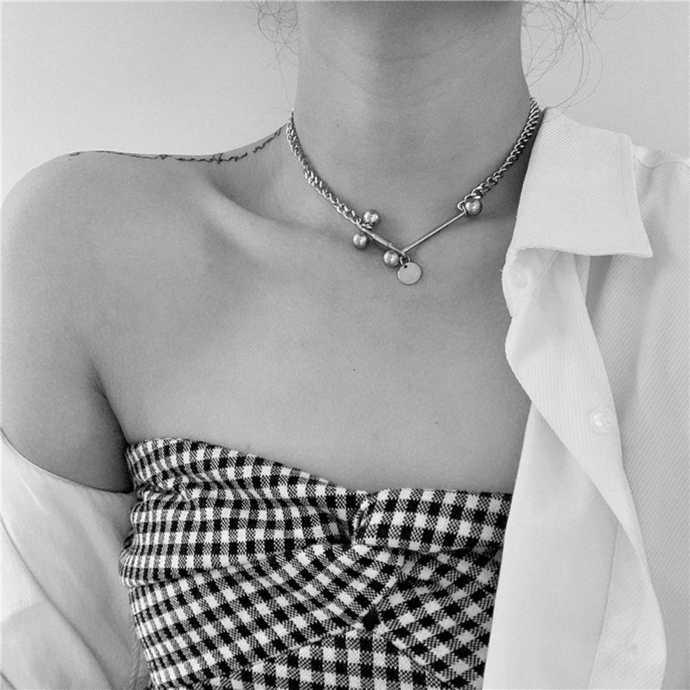 Vòng cổ Sợi Xích Đính Ngọc Trai Phong Cách Hip hop Độc Đáo Thời Trang Cho Nam Và Nữ