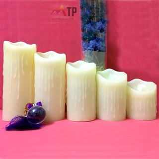 Bộ 5 nến điện tử TP - Đèn cầy SÁP CHẢY đường kính 7.5cm dùng trang trí nhà cửa, tiệc cưới, lễ hội