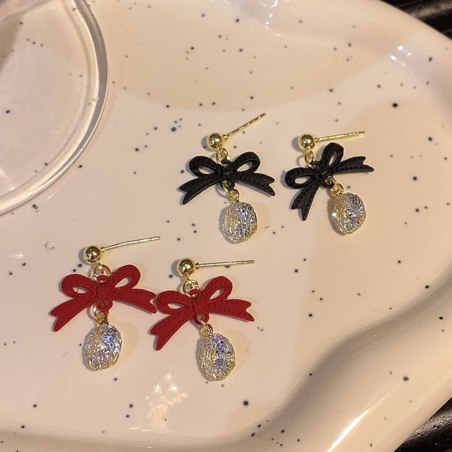 Bông tai mạ bạc 925 hình nơ thời trang thu đông cho nữ