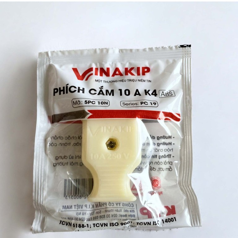 Phích cắm điện vinakip 10A chân tròn