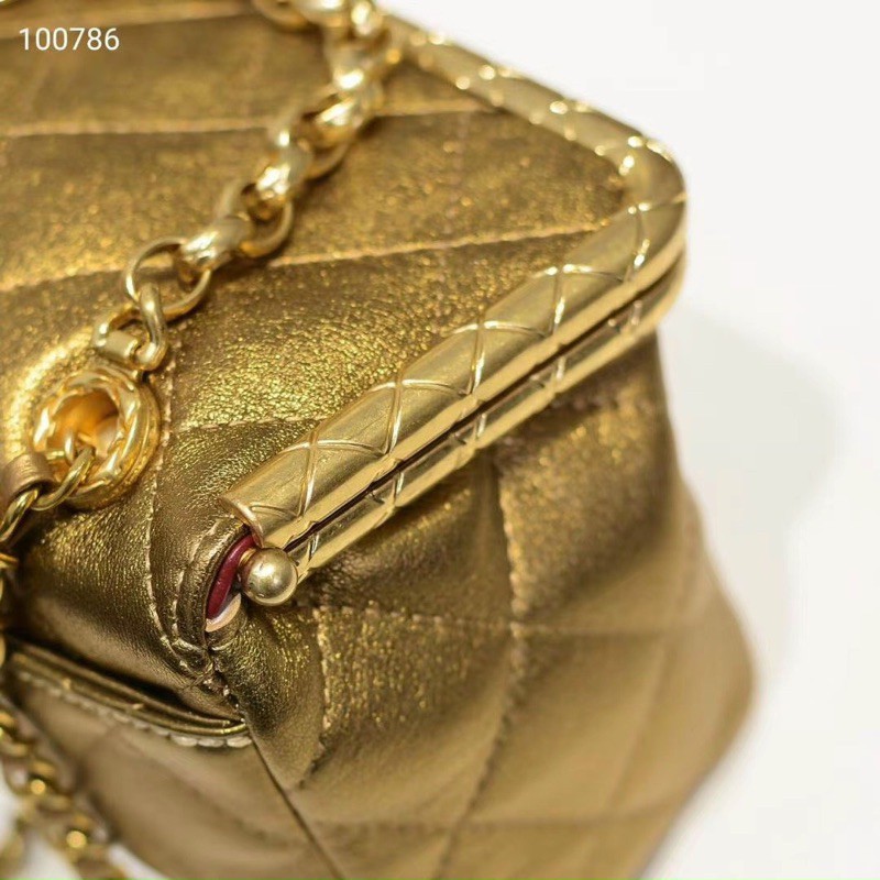 Túi mini Chảnel kiss lock hàng VIP Đen-Gold (chat trước khi đặt)