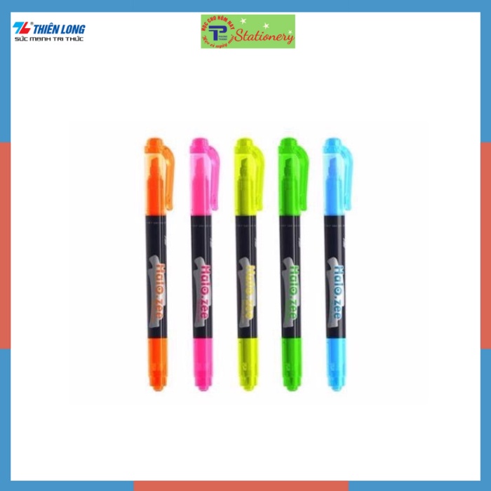 Bút nhớ dòng, bút dạ quang 2 đầu Thiên Long chính hãng màu cam, vàng chanh, xanh lá, xanh dương, hồng HL03