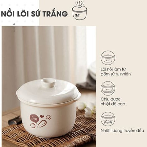 [Bản Quốc Tế] Nồi Nấu Chậm BEAR Các Dung Tích 0.8L (Kèm Lồng Hấp) - Bảo Hành Chính Hãng 12 Tháng