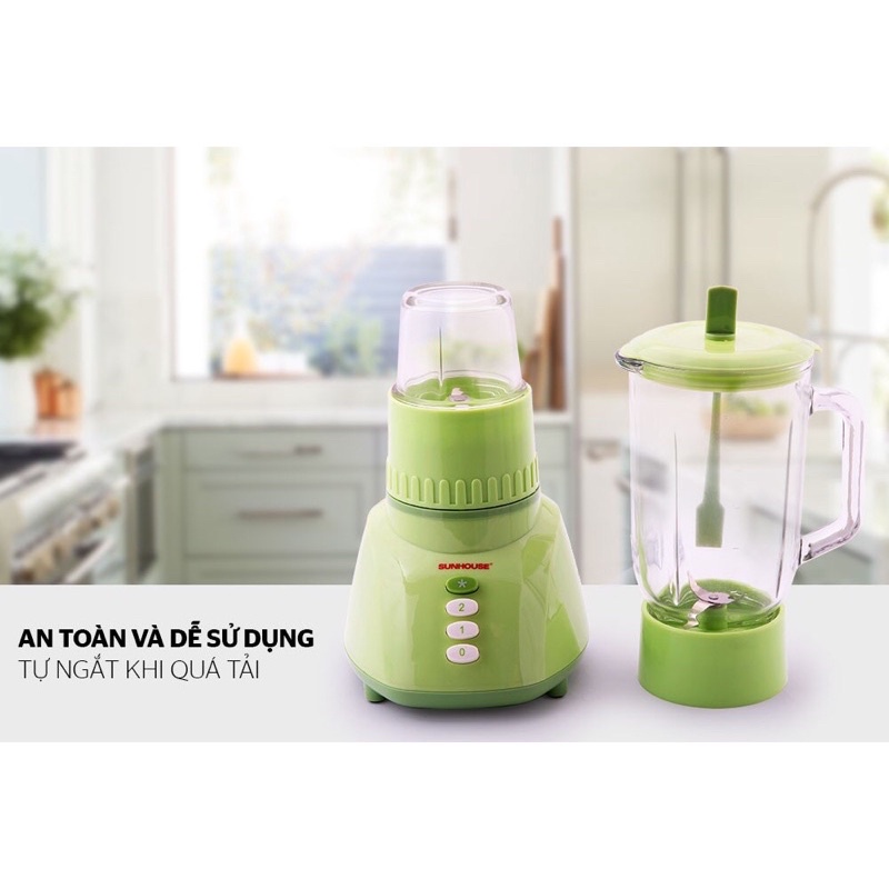 Máy xay sinh tố Sunhoue cối thuỷ tinh SHD5112 xanh