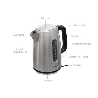 Ấm đun nước siêu tốc Philips HD9303/03/ HD9306/03 / HD9316/03- Bảo hành chính hãng 24 tháng.