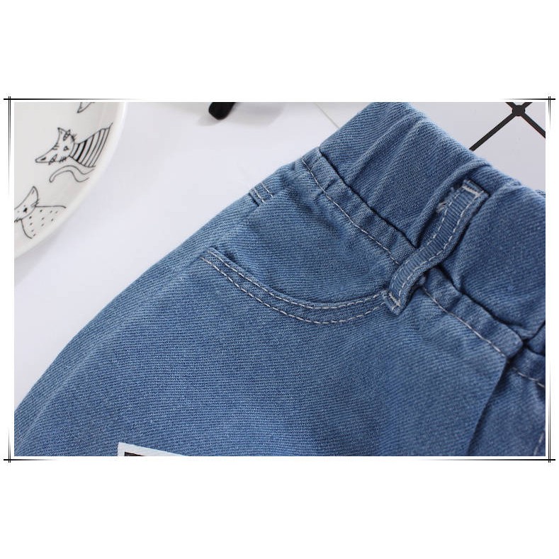 Quần short JEAN bé trai hàng xuất dư họa tiết phối chất bò mềm QN6