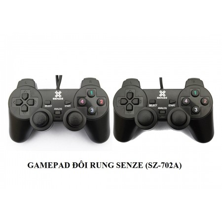 [SALE 10%] Tay cầm game đôi, gamepad Senze SZ-702A có rung cổng usb cho PC, laptop