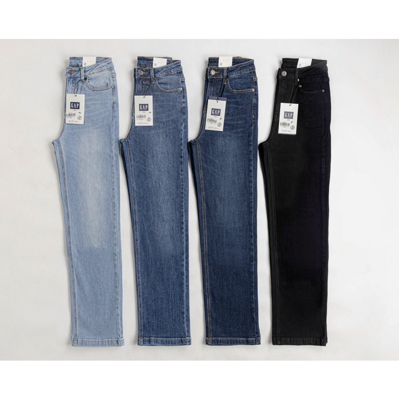Quần jeans ống suông lưng cao G.A.P vải chính phẩm