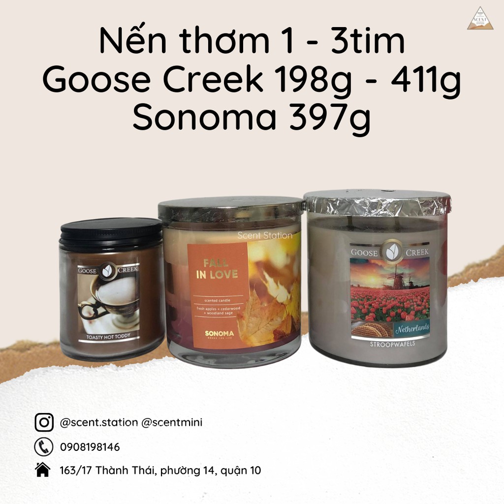 Nến thơm 1-3 tim Goose Creek198g- 411g – Sonoma 397g