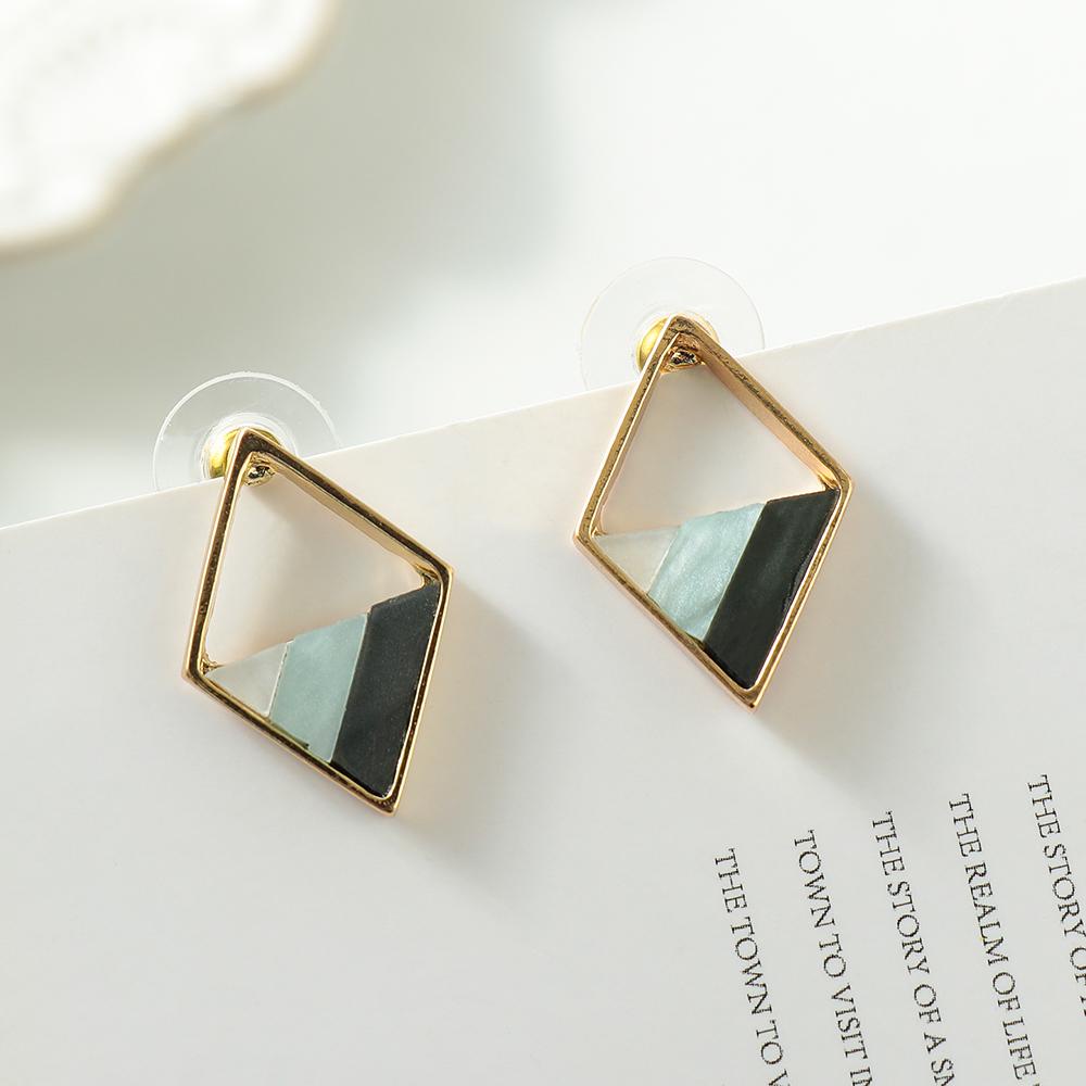 Bông Tai Acrylic Dáng Dài Thiết Kế Hình Học Bất Đối Xứng Phong Cách Hàn
