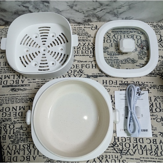 Nồi Điện Mini Hai Tầng Đa Năng Tặng Kèm Khay Hấp có thể Chiên, Xào, Nấu ăn, nấu cơm, nấu lẩu