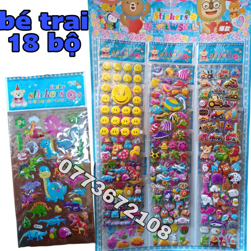 18 bộ dán sticker 3d nổi cho bé trai và bé gái