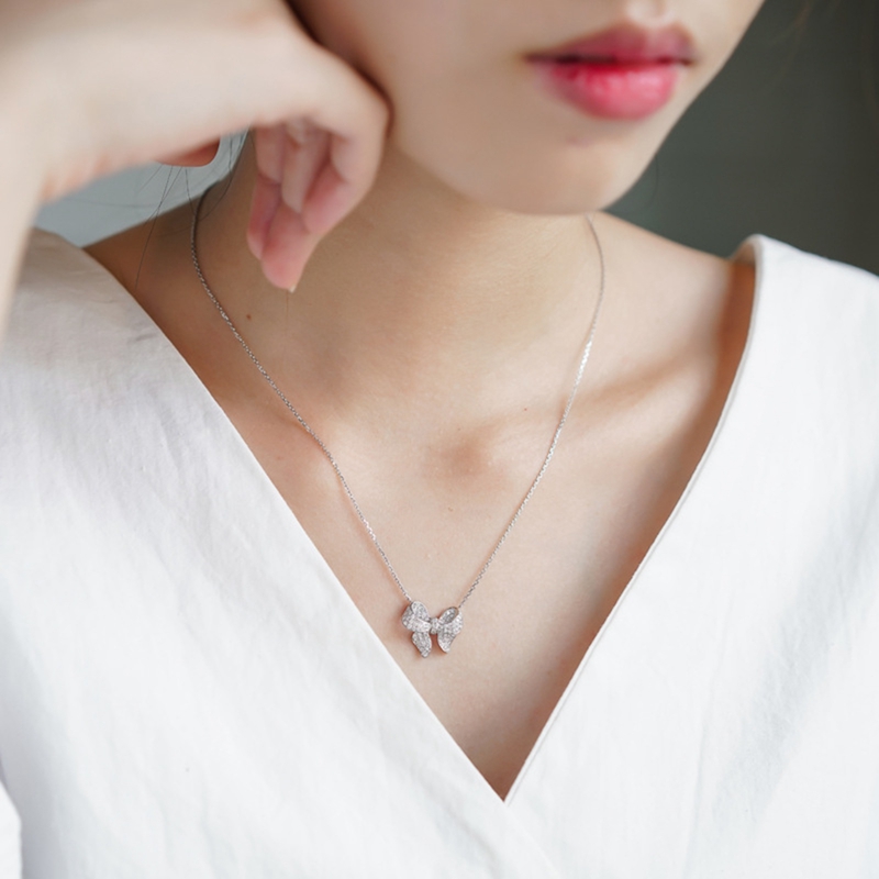 Vòng cổ hợp kim mặt nơ đính đá sang trọng thời trang cho nữ