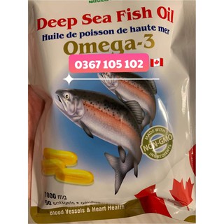[canada] Dầu cá hồi Omega3 1000mg Fish oil, 90v, Canada