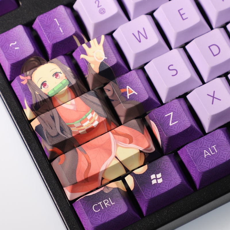 Kamado Nezuko Keycap Cherry Profile Demon Slayer Theme anime PBT Dye phụ bàn phím cơ Keycap