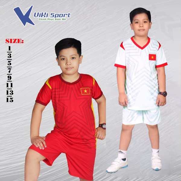 Set Quần Áo Đá Bóng Cho Bé | Bộ Đồ Đá Banh Cho Bé Từ 10kg Đến 45k - ViKi Sport