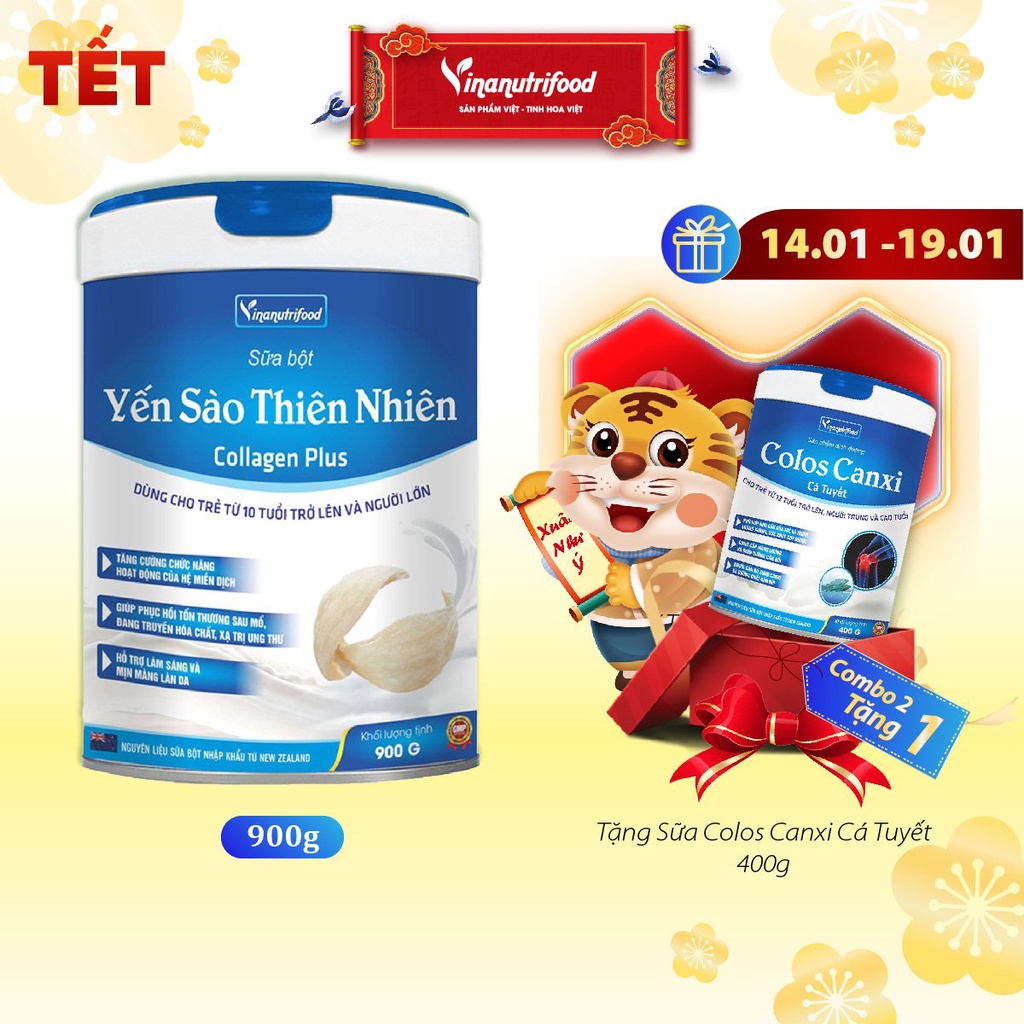 Sữa bột Colos Canxi Cá Tuyết Vinanutrifood tăng sức đề kháng, chắc khỏe xương, hồi phục sức khỏe hộp 900g