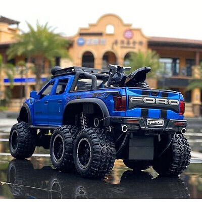 Mô Hình Ford Raptor F150  Xe Kim Loại Tỷ Lệ 1:24 Ô Tô Đồ Chơi Trưng Bày Ford 6 Bánh F-150 Có Đèn, Âm Thanh, Mở Được Cửa