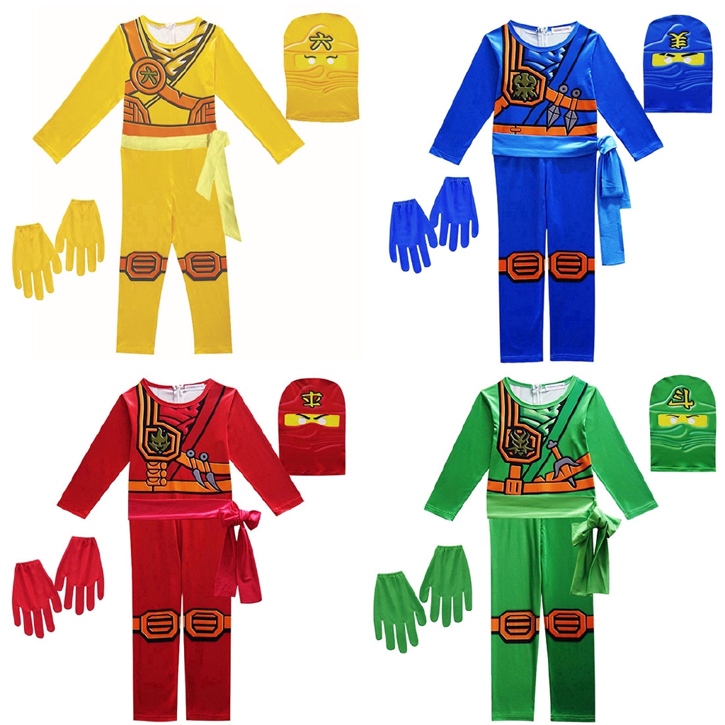 LEGO NINJAGO Role Cosplay Costume Halloween Boys Girls Jumpsuit Set Ninja Funny Party Kids Clothing