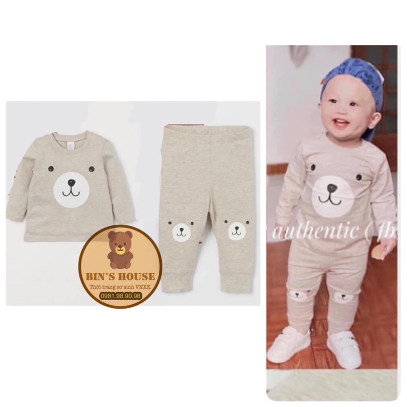 Bộ thun gấu H&M sz 6m-4y