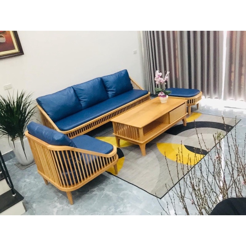 Sofa gỗ decor phối đệm