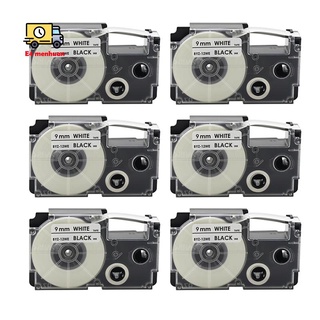 Set 6 cuộn băng nhãn 9mm cho máy in casio kl-120 kl-e300 kl-60 kl-100 kl750b kl820 kl750 kl7200