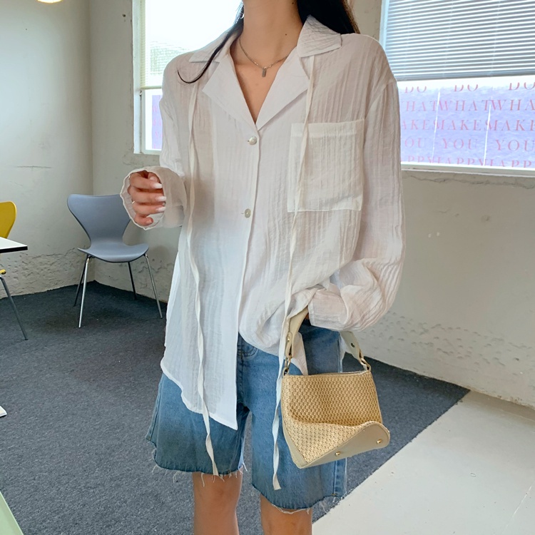 Áo sơ mi SUXI kiểu tay dài màu trơn thiết kế thanh lịch