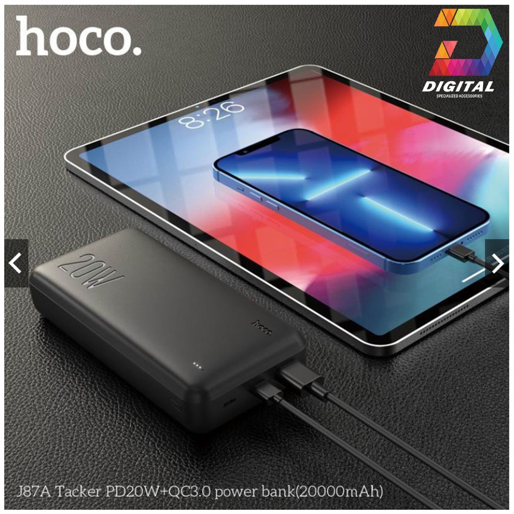Pin Dự Phòng Hoco J87 10000mAh Chính Hãng ( PD 20W, QC3.0/ PD3.0/ SCP/ AFC Quick charge Power Bank )