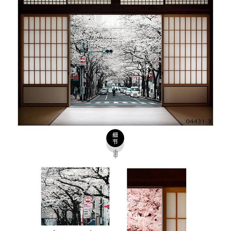 Giấy Dán Tường Họa Tiết Hoa Anh Đào 3D Phong Cách Retro Nhật Bản