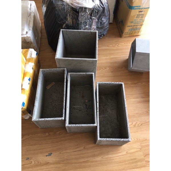 Chậu trồng cây hình chữ nhật KT D40xR20xC20cm bằng đá ong xám tự nhiên trồng cây cảnh ban công, nhà vườn