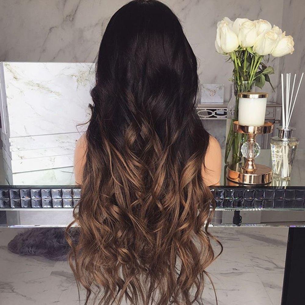 BEBETTERM Bộ Tóc Giả Xoăn Nhuộm Ombre