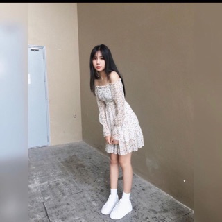 Đầm ulzzang, đầm trễ vai tay bồng dáng xoè