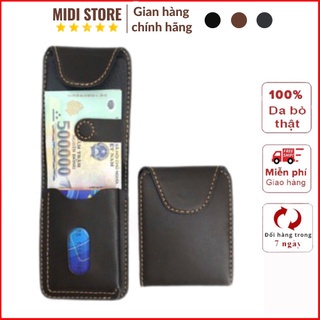 Ví da nam cao cấp mini nhỏ gọn, ví đựng thẻ atm thông minh khắc tên theo yêu cầu Midi Store Vs1924 Xịn