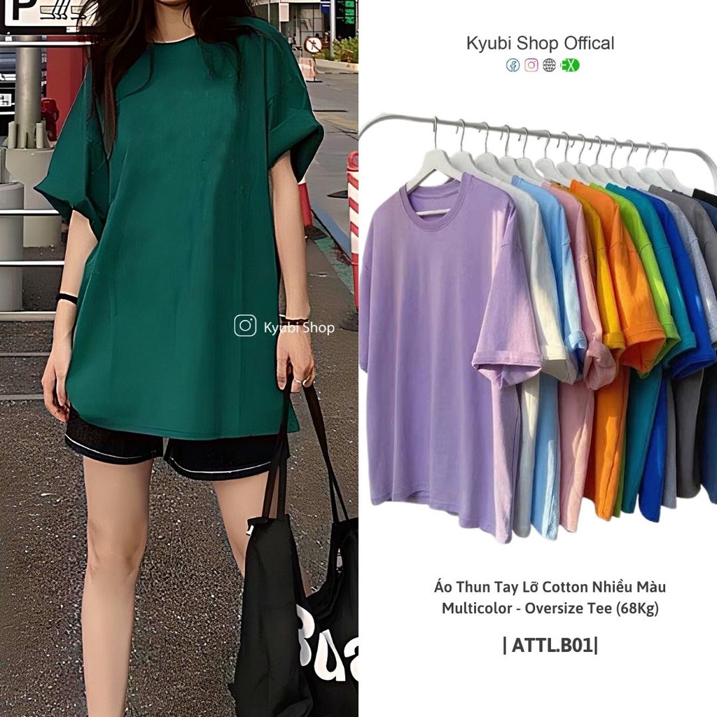 Áo thun tay lỡ ulzzang basic tee chất cotton form rộng unisex [Nhiều Mẫu ] - Áo phông trơn Kyubi ATTL25