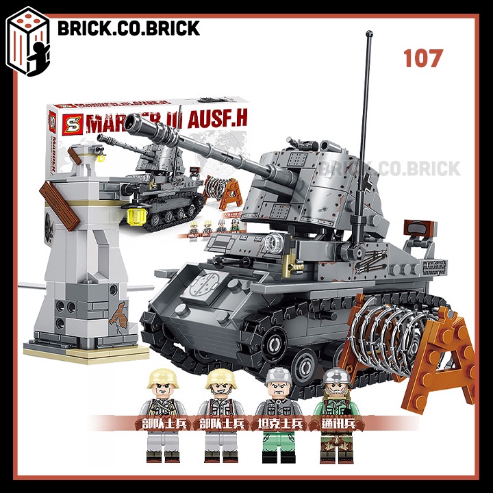 Bộ Mô Hình Xe Tăng Thiết giáp Ăng ten Đồ chơi Lắp ráp Quân đội Military Amry Tank SY0107